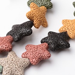 Fili di perle di roccia lavica naturale, stelle marine / stelle marine, tinto, colore misto, 24~25x7~8mm, Foro: 1 mm, circa 18pcs/filo, 15 pollice