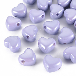 Opake Acrylperlen europäischen, Großloch perlen, perlig, Herz, Medium lila, 19.5x21.5x14.5 mm, Bohrung: 4 mm