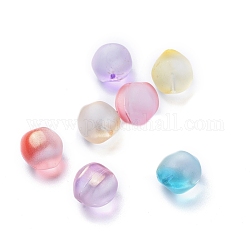 Transparent Glass Beads, Frosted, with Glitter Powder, Half Drilled, Peach, Mixed Color, 11.5x11.5x11mm, Hole: 1mm