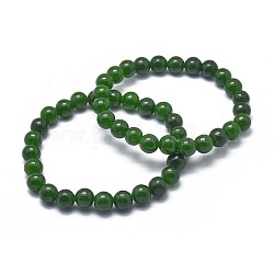 Bracelets stretch de perles de jade taiwan naturelles, ronde, teinte, 2-1/8 pouce ~ 2-3/8 pouces (5.5~6 cm), perle: 8 mm