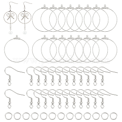 Unicraftale DIY Big Circle Drop Earrings Making Kit, Including 304 Stainless Steel Pendants & Earring Hooks & Jump Rings, Stainless Steel Color, 150Pcs/box