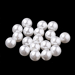 ABS-Kunststoff-Nachahmung Perlen, Hälfte gebohrt Perlen, Runde, weiß, 10 mm, Halb Loch: 1.6 mm, ca. 1000 Stk. / Beutel