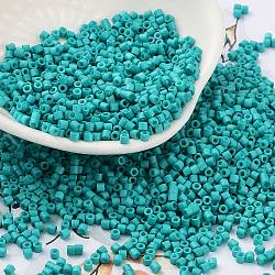 Baking Paint Glass Seed Beads, Cylinder, Light Sea Green, 2x1.5mm, Hole: 1mm, about 5599pcs/50g
