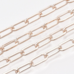 Unwelded Iron Paperclip Chains, Flat Oval, Drawn Elongated Cable Chains, with Spool, Rose Gold, 12.5x6x1.2mm, about 82.02 Feet(25m)/roll
