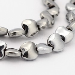 Chapelets de perles en hématite synthétique sans magnétique, pomme, platinée, 5x6x3mm, Trou: 1mm, Environ 77 pcs/chapelet, 15.7 pouce