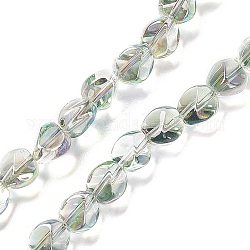 FilI di perline in vetro placcato, pieno arcobaleno placcato, pepite, acquamarina media, 7x6.5x6mm, Foro: 0.9 mm, circa 90pcs/filo, 24.41 pollice (62 cm)