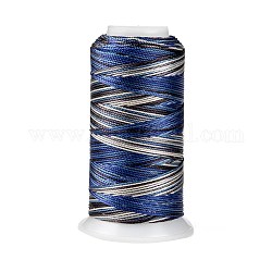 Fil à coudre en polyester rond teint par segment, pour la couture à la main et à la machine, broderie pompon, bleu foncé, 12 pli, 0.8mm, environ 300 m / bibone 