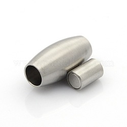 304 fermoirs magnétiques en acier inoxydable à surface mate avec emembouts à coller, baril, couleur inoxydable, 21x10mm, Trou: 5mm