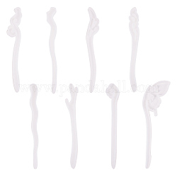 Hairpin DIY Silicone Molds, Resin Casting Molds, For UV Resin, Epoxy Resin Jewelry Making, Hair Stick Molds, White, 18.1~18.6x1.8~6x0.7~1.1cm, 8pcs/set