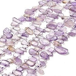 Natural Amethyst Beads Strands, Top Drilled, Nuggets, 8~22x5~15.5x1.5~6mm, Hole: 0.9mm, about 50pcs/strand, 15.94''~16.14''(40.5~41cm)