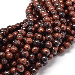 Chapelets de perles rondes d'obsidienne naturel d'acajou  , 10mm, Trou: 1mm, Environ 40 pcs/chapelet, 15.5 pouce
