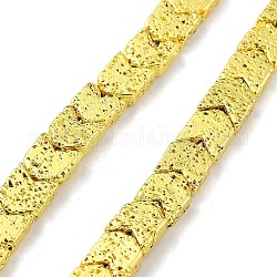 Fili di perle di roccia lavica naturale elettrodeposta, freccia, oro placcato, 7~8x6~6.5x2.8mm, Foro: 1 mm, circa 63pcs/filo, 15.28'' (38.8 cm)