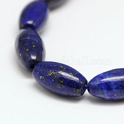 Naturales lapis lazuli hebras de abalorios de arroz, teñido y climatizada, lapislázuli, 16x8mm, agujero: 1 mm, acerca 24pcs / strnd, 15 pulgada