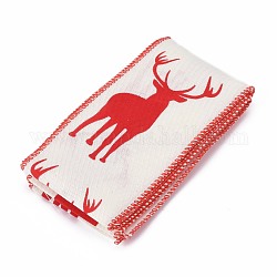 Ruban d'emballage en polyester imitation lin, pour la décoration d'artisanat de noël, artisanat floral arcs, modèle renne de Noël / cerf, rouge, 2-5/8 pouce (67 mm), environ 2.19 yards (2.00 m)/fil