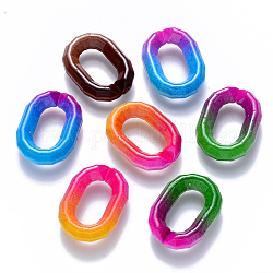 Anneaux de liaison en acrylique opaque bicolore, connecteurs à liaison rapide, pour la fabrication de chaînes de câble, facette, ovale, couleur mixte, 25x18x9mm, diamètre intérieur: 15x8 mm
