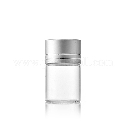 Botellas de vidrio transparente contenedores de abalorios, tubos de almacenamiento de cuentas con tapa de rosca y tapa de aluminio, columna, plata, 2.2x3.5 cm, capacidad: 6ml (0.20fl. oz)
