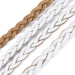 Braided PU Leather Cords, for Bracelet Necklace Jewelry Making, White, 5x2mm, about 54.68 yards(50m)/bundle