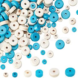 Arricraft 6 brins 6 brins de perles turquoises synthétiques de style, perles heishi, teinte, Plat rond / disque, couleur mixte, 4~8x2~4mm, Trou: 1mm, 1 brin / style