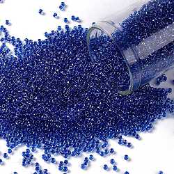 Toho runde Saatperlen, japanische Saatperlen, (189) Innenfarbe Glanzkristall / Karibikblau, 15/0, 1.5 mm, Bohrung: 0.7 mm, ca. 3000 Stk. / 10 g