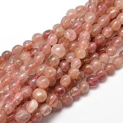 Natürlichen Erdbeere Quarz Nuggets Perlen Stränge, getrommelt Stein, 5~10x6~7x3~7 mm, Bohrung: 1 mm, ungefähr 14.9 Zoll ~ 15.7 Zoll
