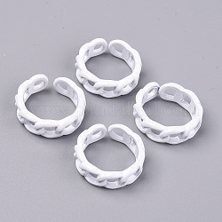 Spray Painted Alloy Cuff Rings, Open Rings, Cadmium Free & Lead Free, Curb Chain Shape, White, US Size 7 1/4(17.5mm)