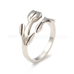 304 открытое кольцо-манжета из нержавеющей стали «Цветок жизни» для женщин, цвет нержавеющей стали, внутренний диаметр: 18 мм