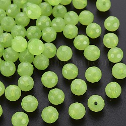 Perline acrilico trasparente, tinto, sfaccettato, tondo, prato verde, 8x7.5mm, Foro: 1.6 mm, circa 1810pcs/500g