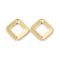 Connettori per collegamenti in ottone ecologici,  cadmio& piombo libero, quadrato, vero placcato oro 18k, 9.5x9.5x0.8mm, Foro: 1 mm
