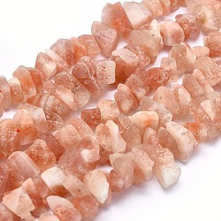 Chapelets de perles de sunstone naturelle naturelles, puce, 5~16x5~13mm, Trou: 0.5mm, environ 15.3 pouce (39 cm)