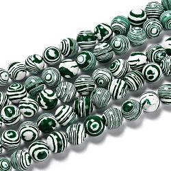 Chapelets de perles en malachite synthétique, teinte, ronde, verte, 6mm, Trou: 1mm, Environ 63 pcs/chapelet, 14.96 pouce (38 cm)