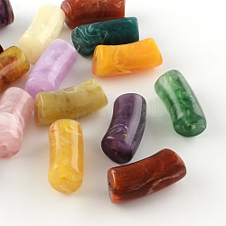Los abalorios de acrílico piedras preciosas de imitación de tubo, color mezclado, 32x14mm, agujero: 3 mm, aproximamente 101 unidades / 500 g