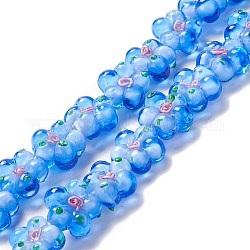 Fili di perline murano fatto a mano, accidentato, fiore, blu royal, 13.5~14x14.5~15x7~8mm, Foro: 1.4 mm, circa 28pcs/filo, 14.57 pollice (37 cm)
