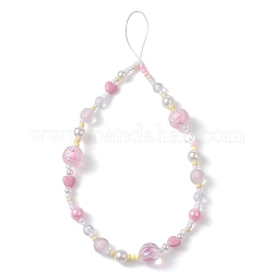Sangles mobiles perlées acryliques, décoration d'accessoires mobiles en fil de nylon tressé, colorées, 24.9 cm