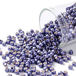 Toho perline rotonde, perline giapponesi, (pf567f) permafinish viola metallizzato opaco, 8/0, 3mm, Foro: 1 mm, circa 222pcs/10g