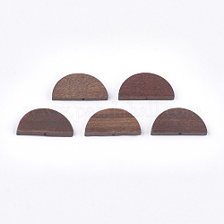 Cuentas de madera natural pintada, semicírculo, coco marrón, 15x30x4mm, agujero: 1.5 mm