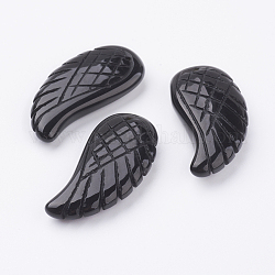 Natürliche schwarze Achat-Anhänger, Flügel, gefärbt, 34~35x16~18x6.5~7.5 mm, Bohrung: 1 mm