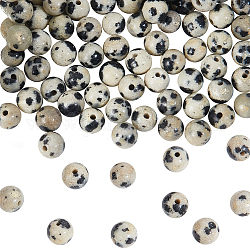 Nbeads 4 Strands Natural Dalmatian Jasper Beads Strands, Round, 4~5mm, Hole: 1mm, about 83~84pcs/strand, 14.96 inch~15.16 inch(38~38.5cm)