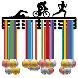 CREATCABIN Triathlon Medal Hanger Display Sports Medal Holder Iron Swim Bike Run Competition Wall Hanging Rack Frame Hook Display for Runner Swimmer Athlete Gift Over 60+ Medals 15.7 x 5.9 Inch