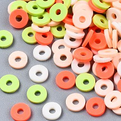 Manuell Polymer Ton Perlen, heishi Perlen, für DIY Schmuck Bastelbedarf, Disc / Flachrund, peachpuff, 6x1 mm, Bohrung: 2 mm, ca. 26000 Stk. / 1000 g