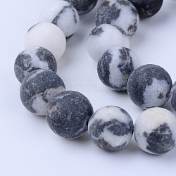 Chapelets de perles en zèbre naturel, mat, ronde, 8~8.5mm, Trou: 1mm, Environ 47 pcs/chapelet, 15.5 pouce