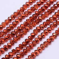 Fili di perle di vetro verniciato trasparente sfaccettato, rosso, 4x3mm, Foro: 1 mm, circa 125pcs/filo, 15 pollice