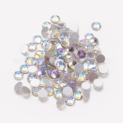 Perle en verre de dos plat, Grade a, dos plaqué, facette, demi-rond, cristal ab, 1.9~2mm, environ 1440 pcs / sachet 