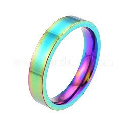 201 anneau simple en acier inoxydable pour femme, couleur arc en ciel, diamètre intérieur: 17 mm