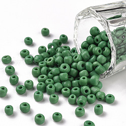 （詰め替えサービスあり）ガラスシードビーズ  不透明な色の種  DIYジュエリー作成用の小さなクラフトビーズ  ラウンド  淡緑色  6/0  4mm  約12 G /袋