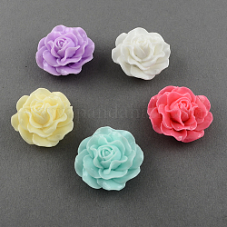 Resin Flower Cabochons, Plastic Cabochons for Jewelry Making, Mixed Color, 31x16mm