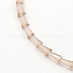 Cone Crystal Glass Beads Strands, Faceted, Bisque, 3x5.5mm, Hole: 1mm,  about 99pcs/strand, 18.8inch