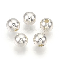 ABS Plastic Beads, Round, Silver Color Plated, 5x4.5mm, Hole: 1.4mm, about 9000pcs/500g