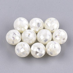 Harz perlen, mit weißen Schale, Runde, weiß, 10~10.5 mm, Bohrung: 1 mm