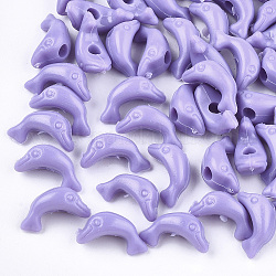 Opaque Acrylic Beads, Dolphin, Lilac, 7.5~8x14.5x7mm, Hole: 2.5mm, about 1200pcs/500g