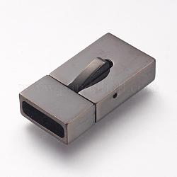 Fermoirs magnétiques en 304 acier inoxydable, rectangle, gunmetal, 23x12x6mm, Trou: 3x10mm